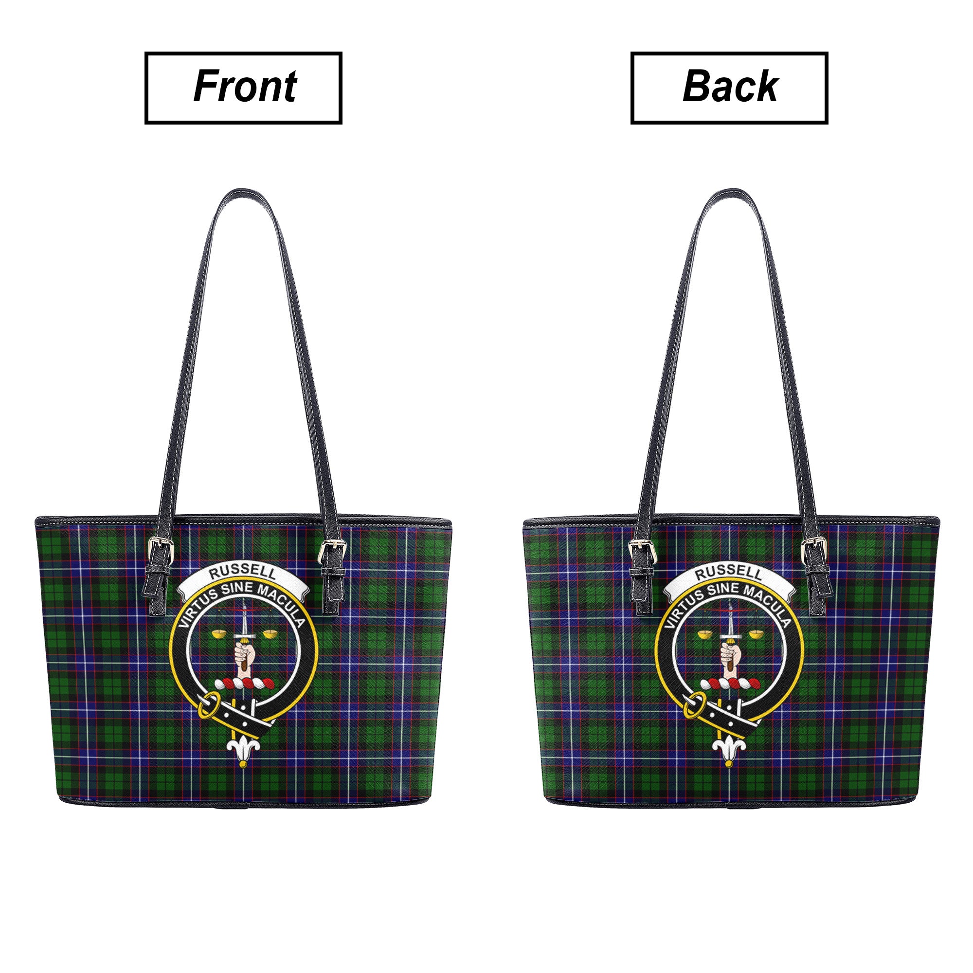 Russell Modern Tartan Crest Leather Tote Bag