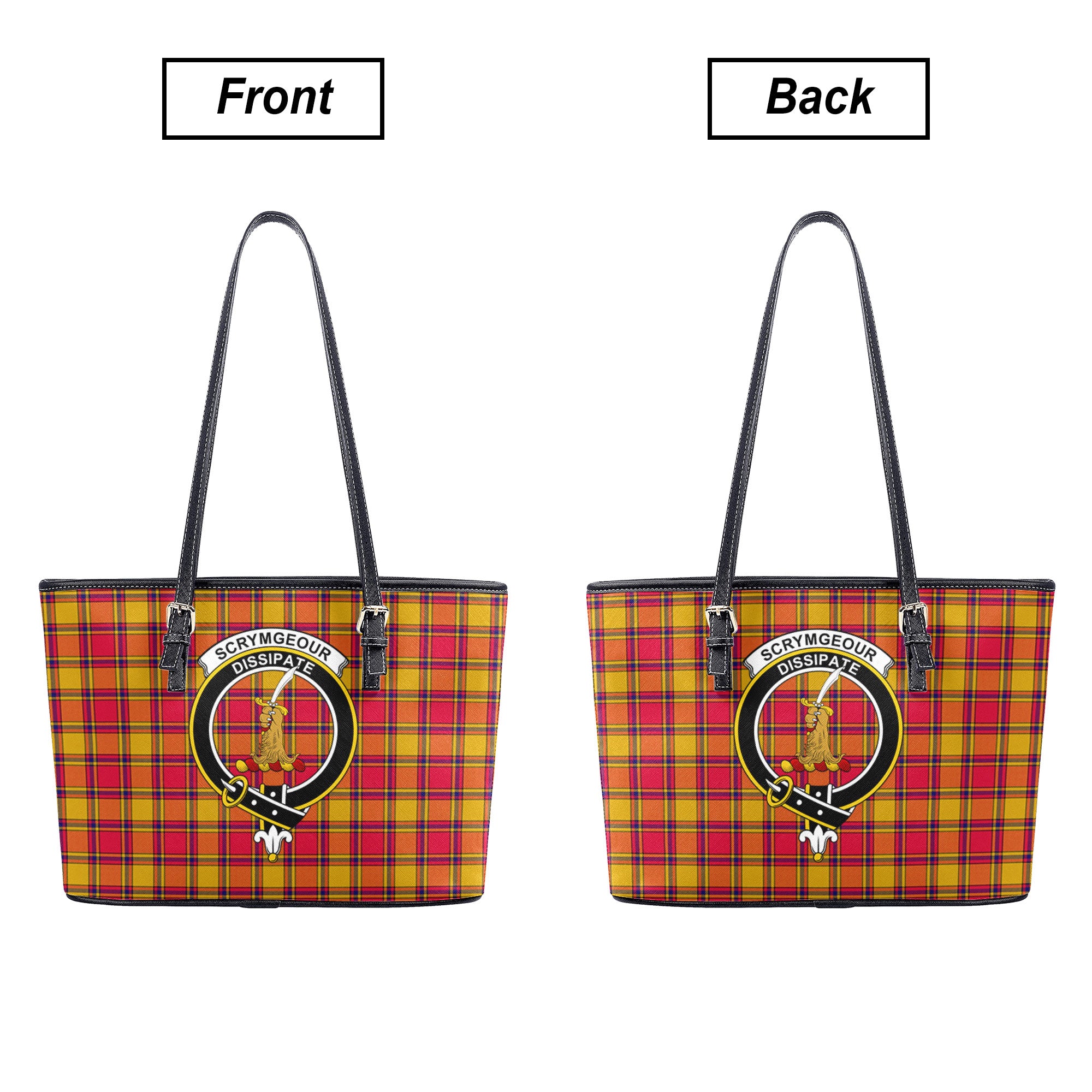 Scrymgeour Tartan Crest Leather Tote Bag