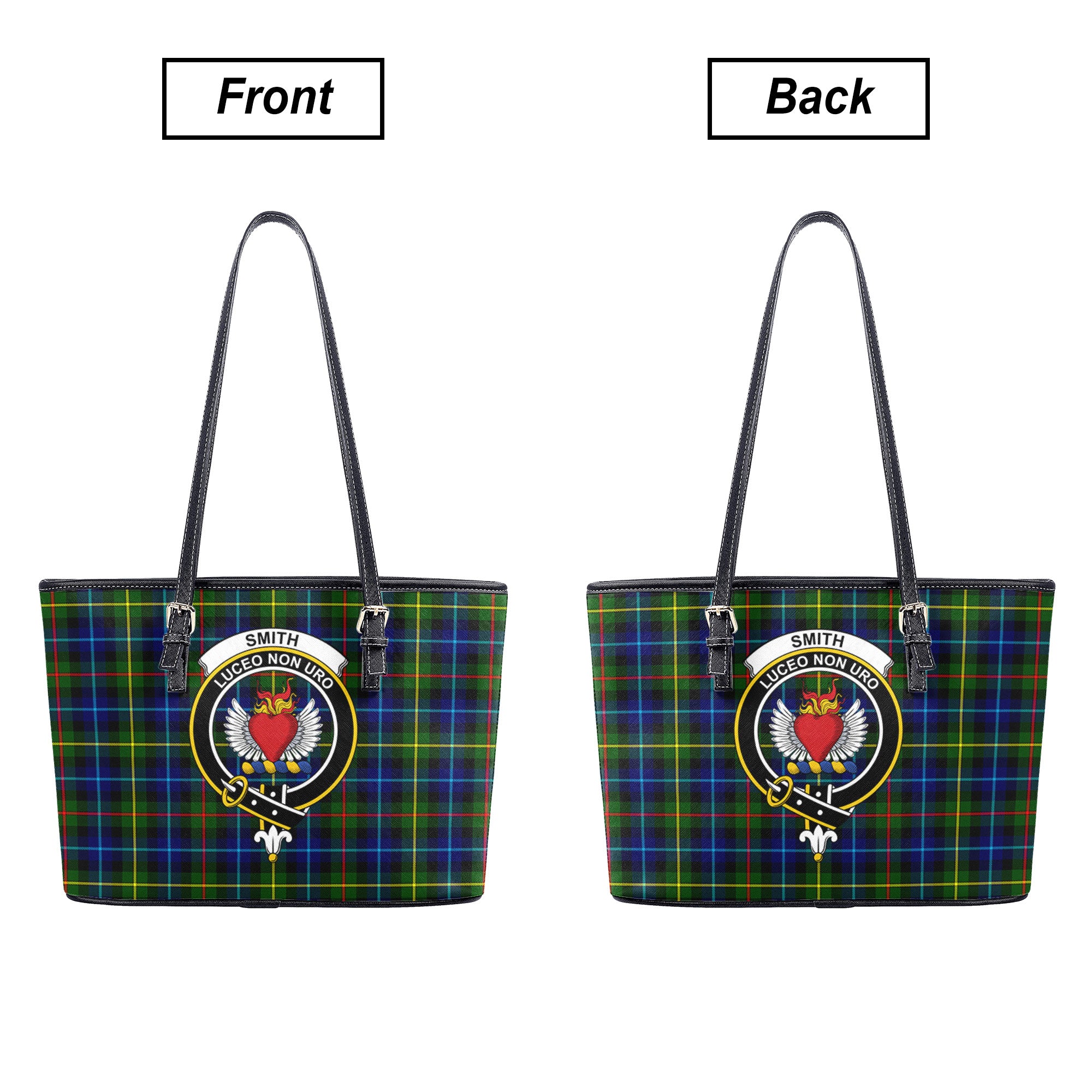Smith Modern Tartan Crest Leather Tote Bag