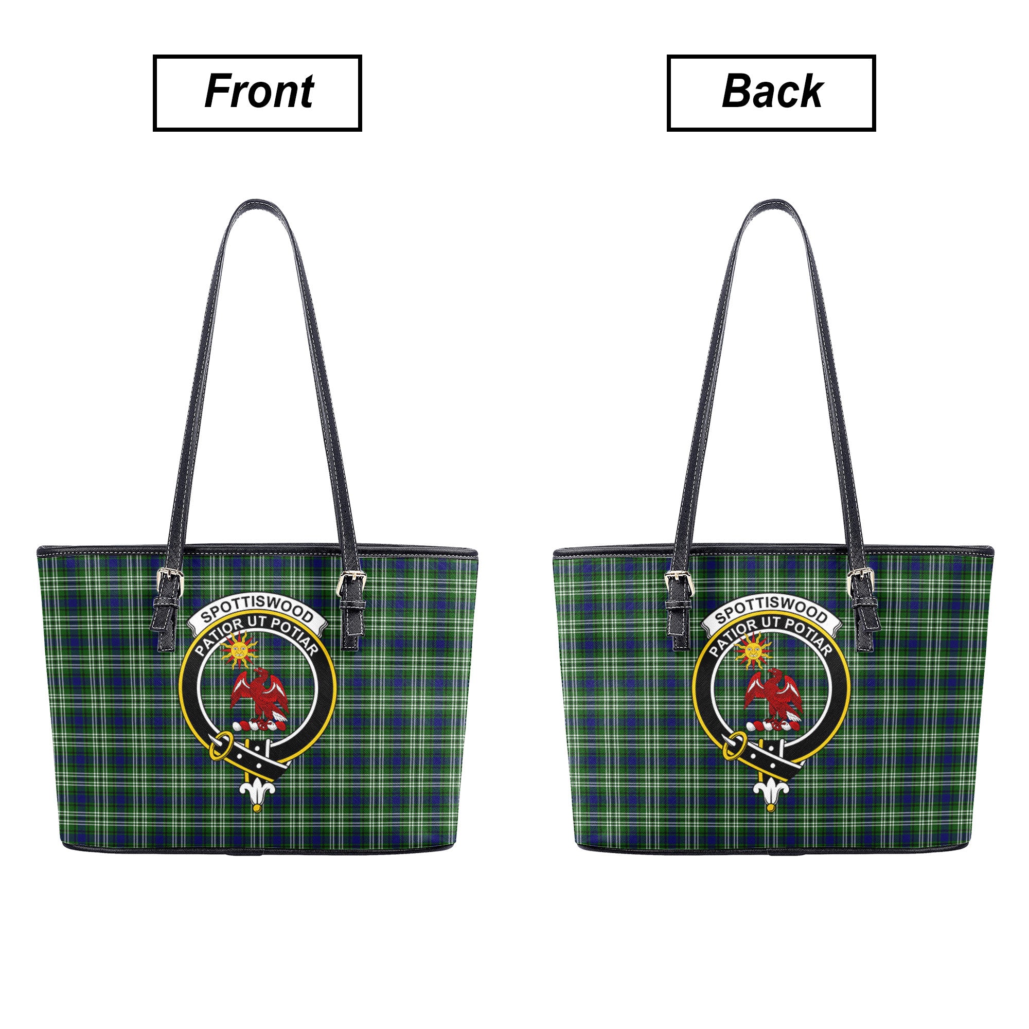 Spottiswood Tartan Crest Leather Tote Bag
