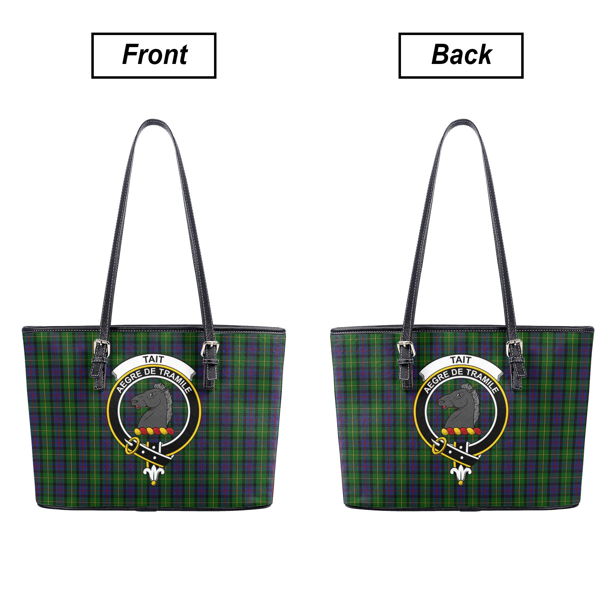 Tait Tartan Crest Leather Tote Bag