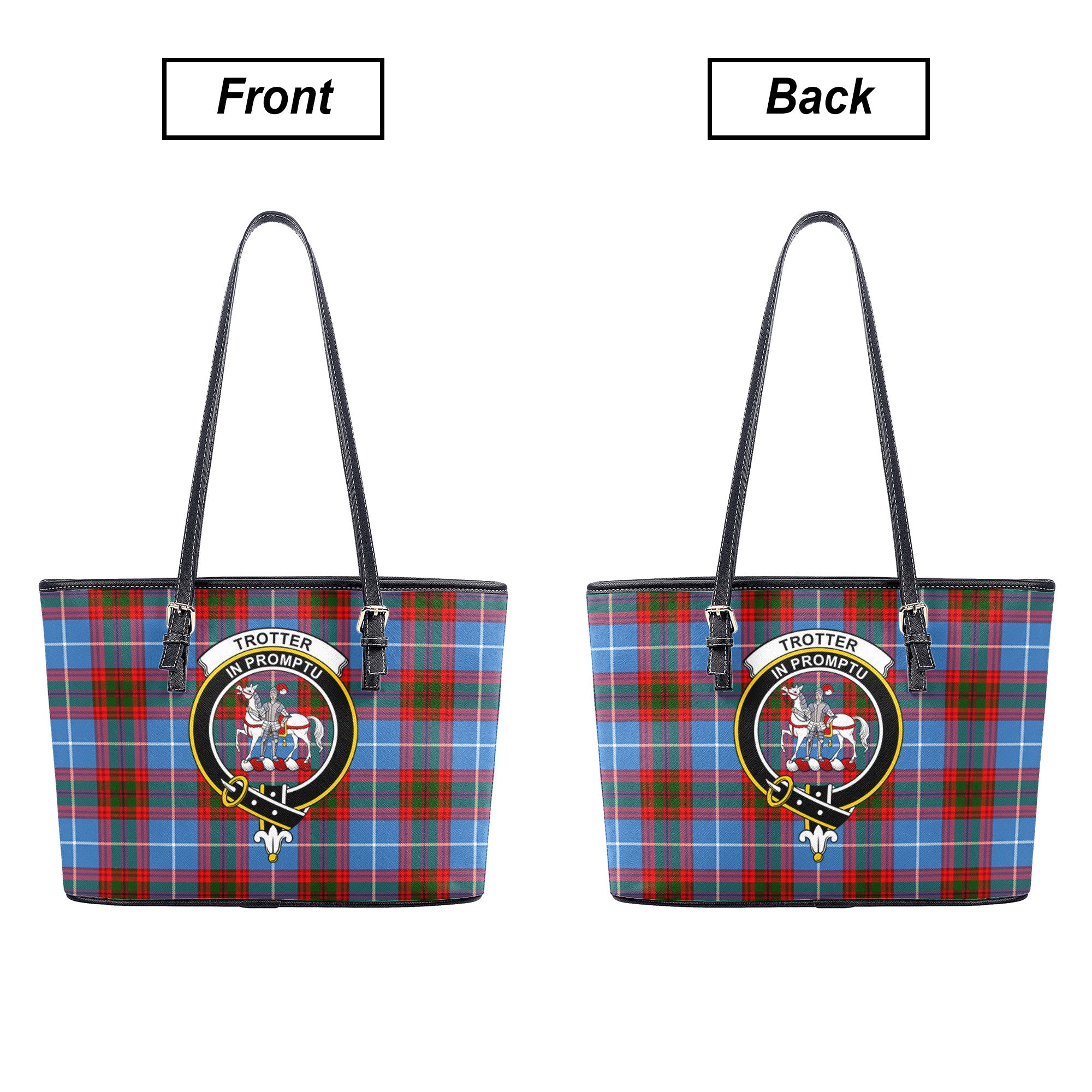 Trotter Tartan Crest Leather Tote Bag
