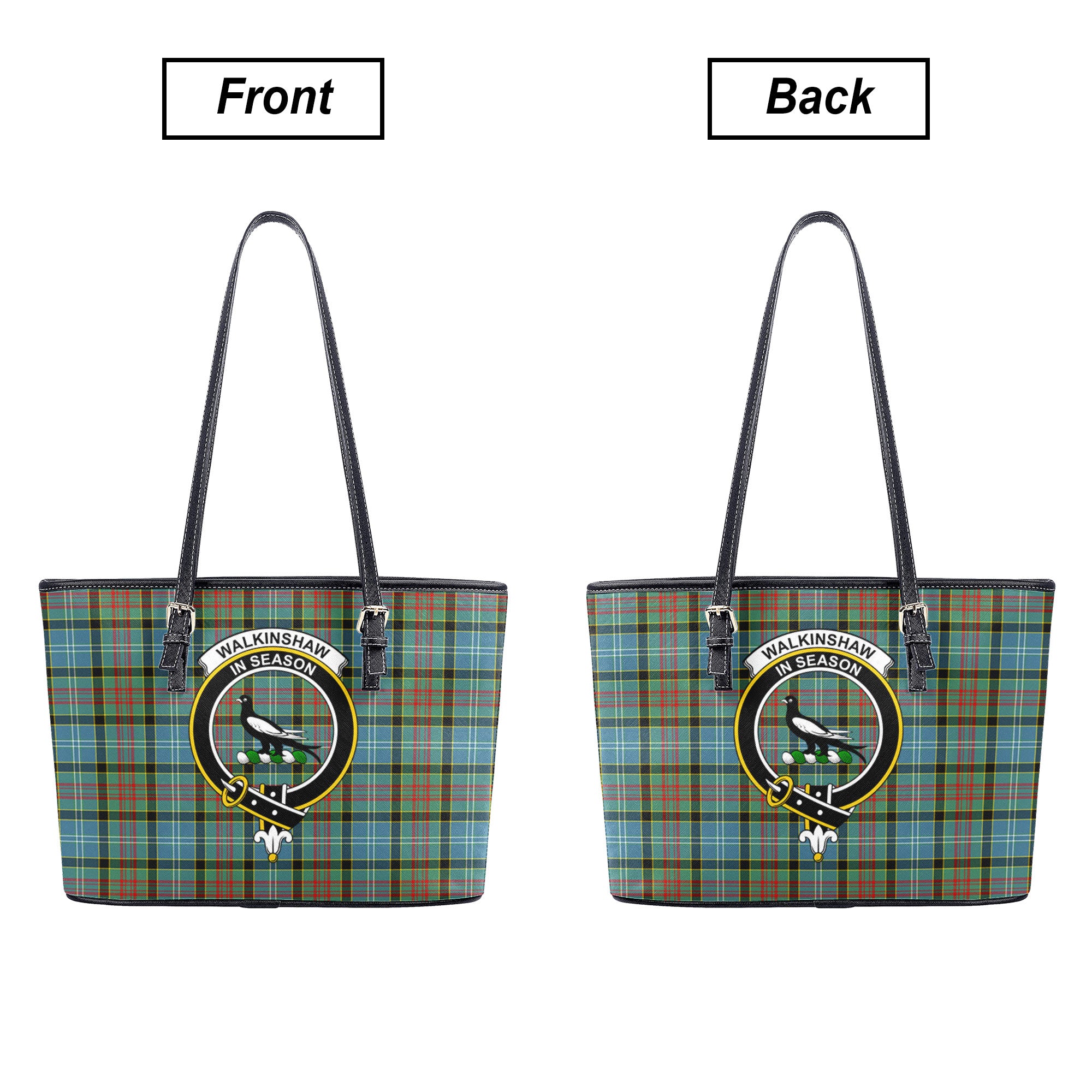 Walkinshaw Tartan Crest Leather Tote Bag