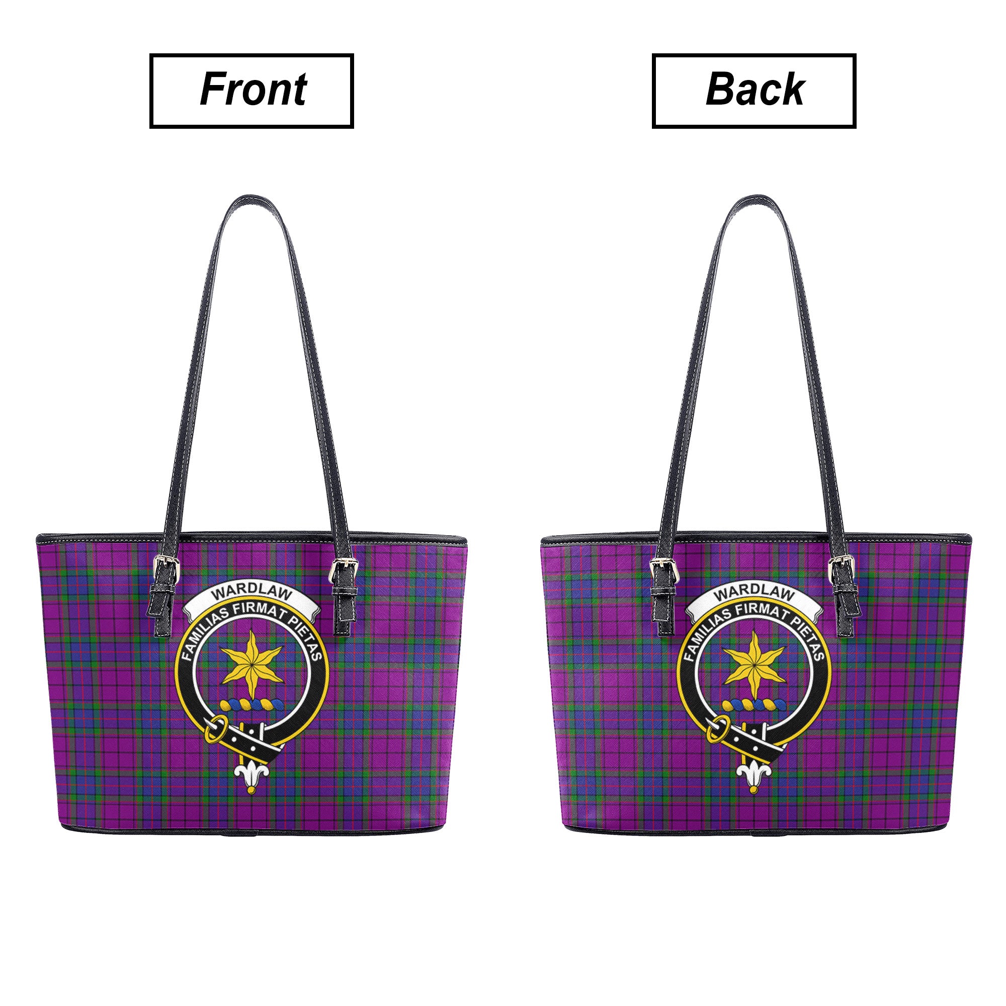Wardlaw Modern Tartan Crest Leather Tote Bag