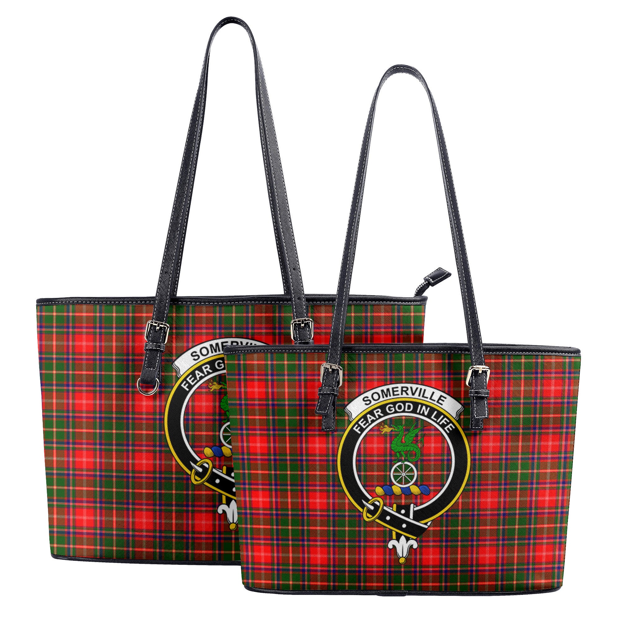 Somerville Tartan Crest Leather Tote Bag