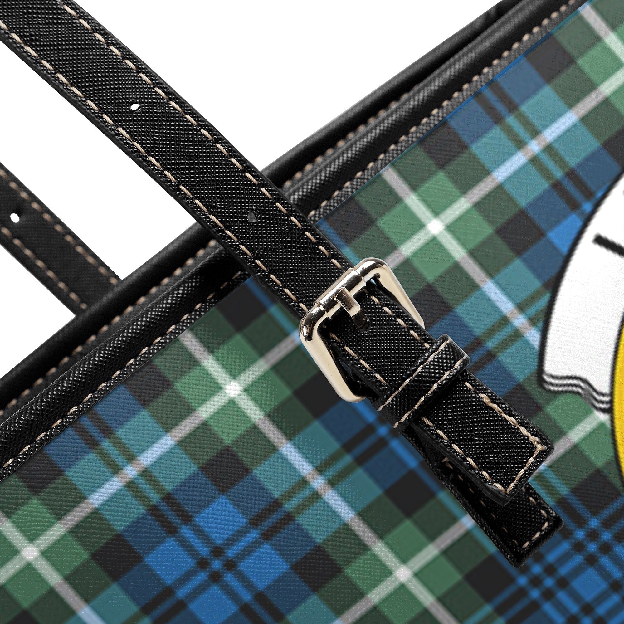 Lamont Ancient Tartan Crest Leather Tote Bag