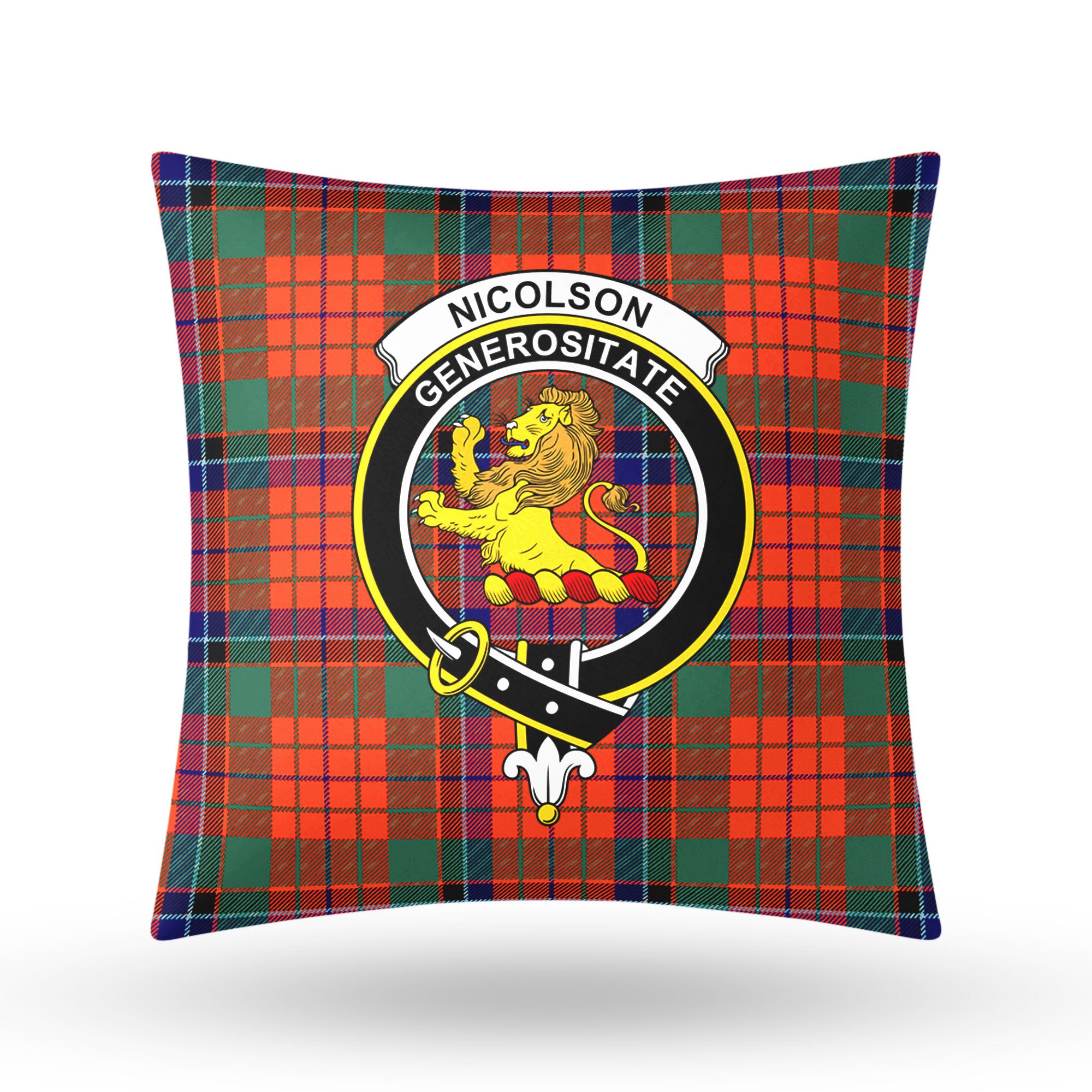 Nicolson Ancient Old Tartan Crest Pillow Cover