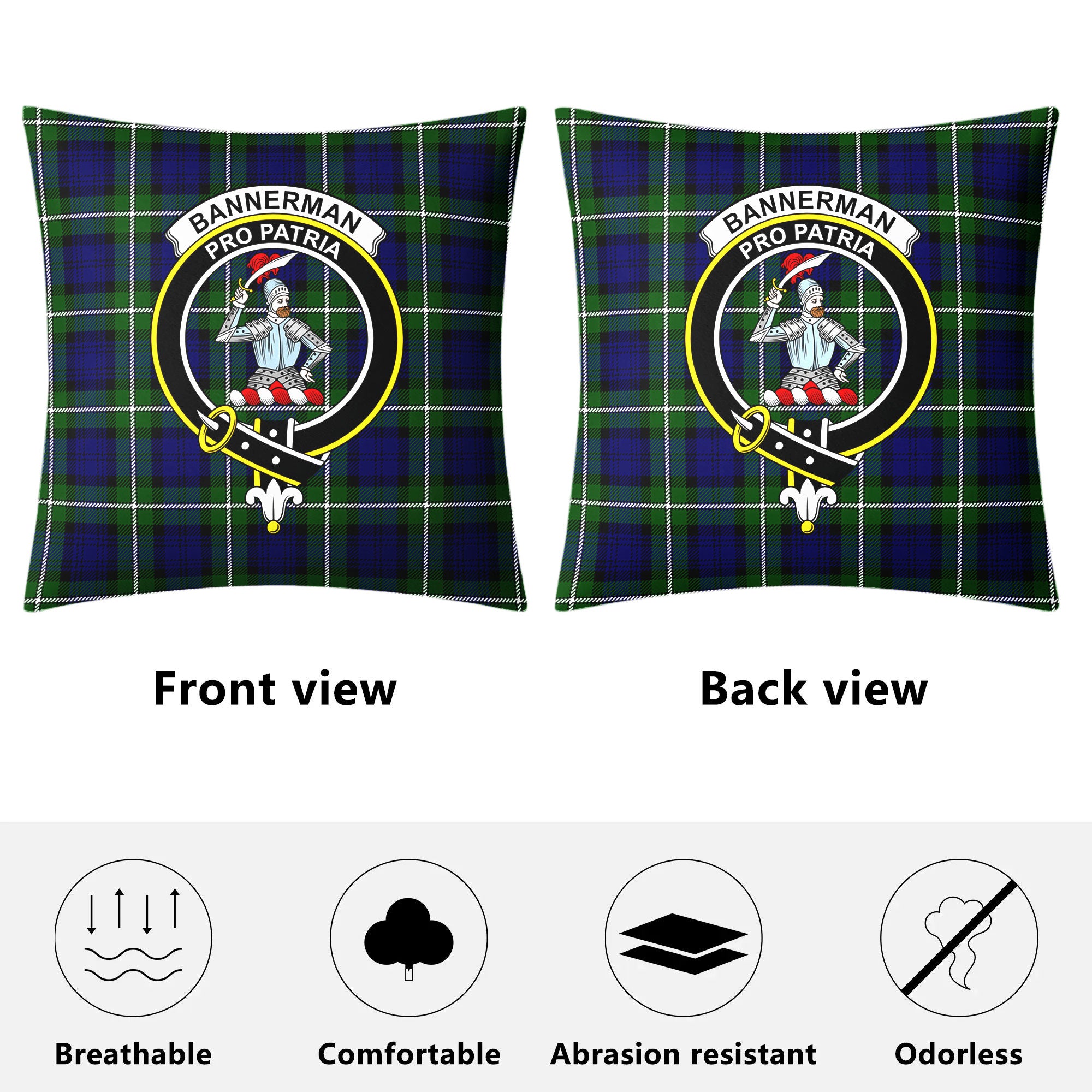 Bannerman Tartan Crest Pillow Cover