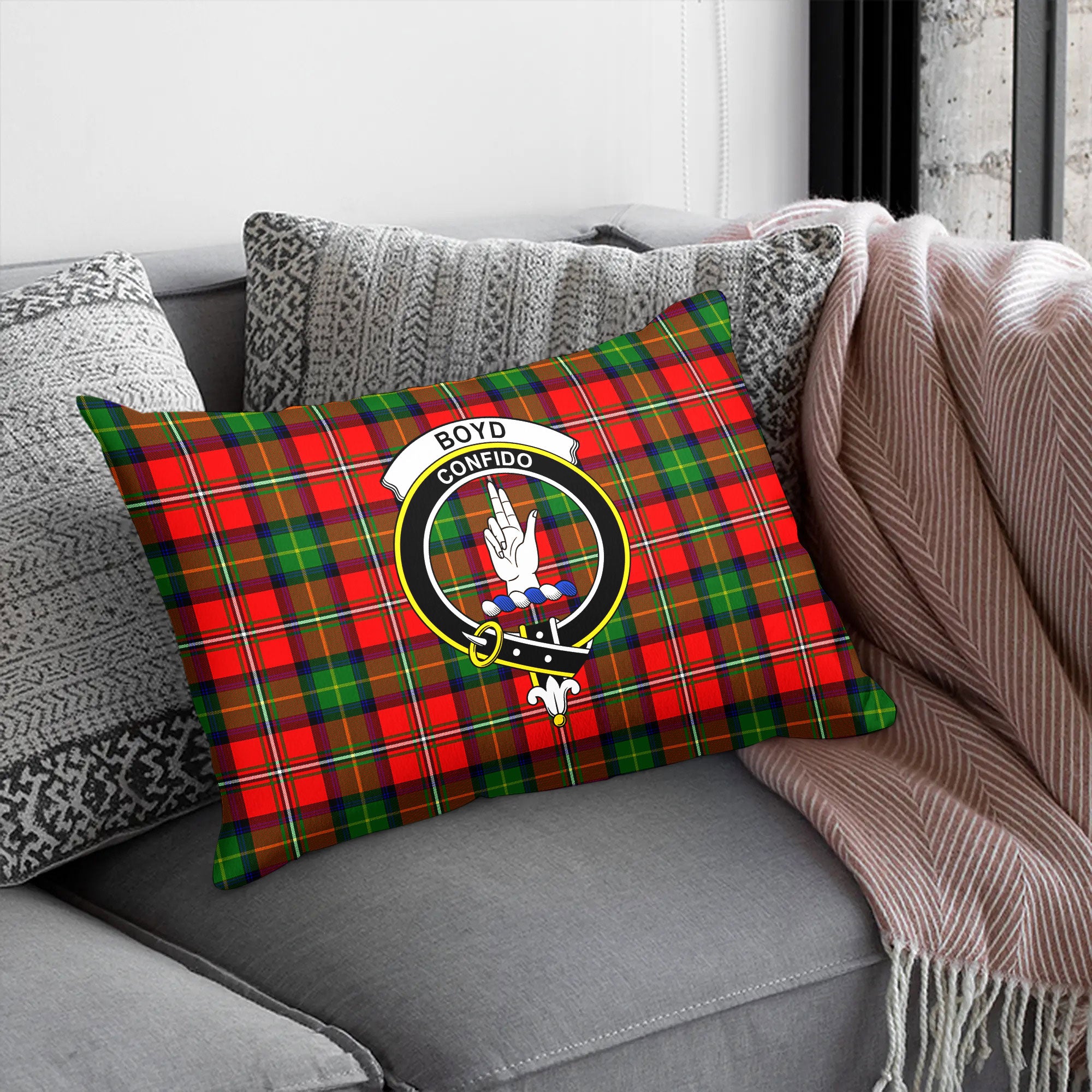 Boyd Modern Tartan Crest Pillow Cover