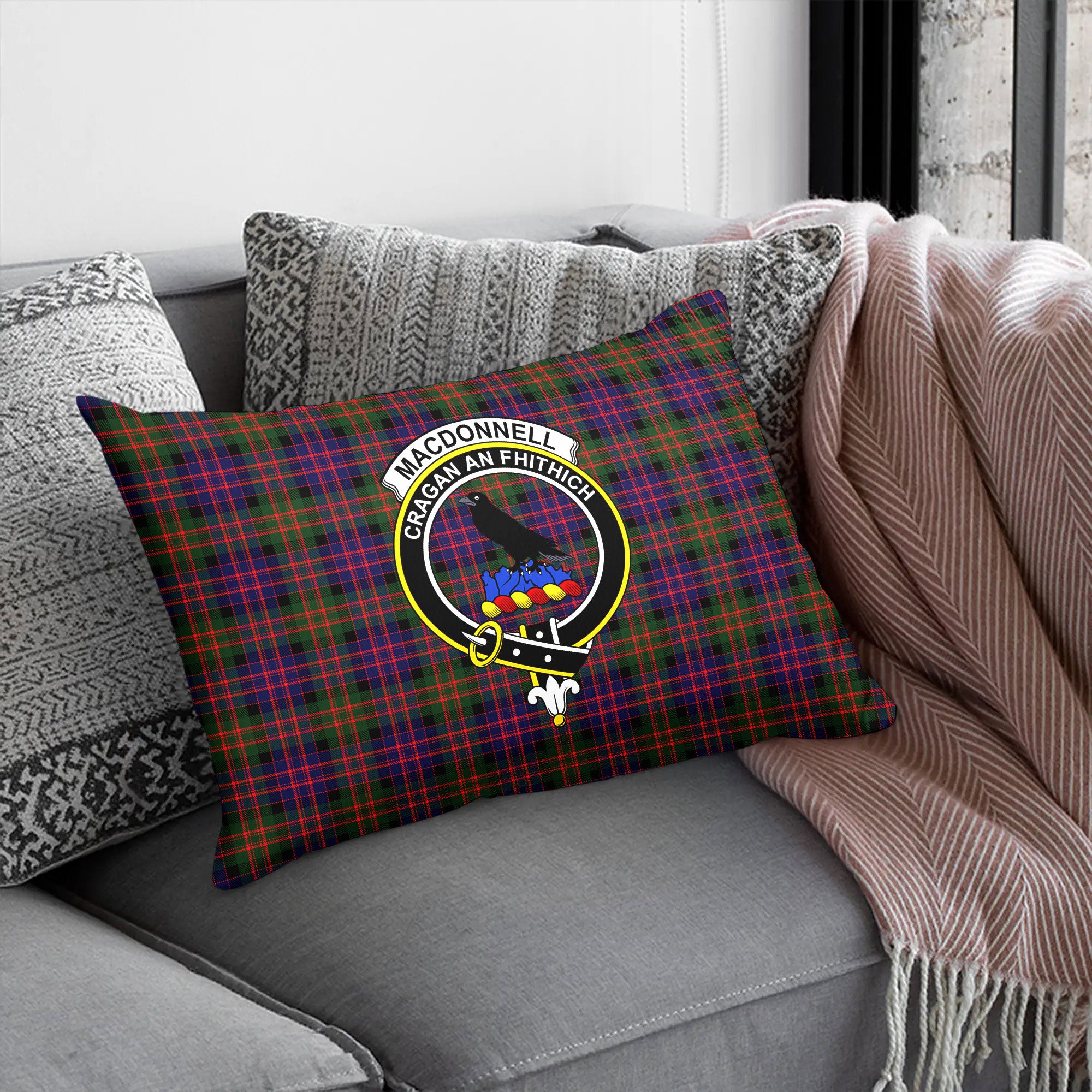 MacDonnell of Glengarry Modern Tartan Crest Pillow Cover
