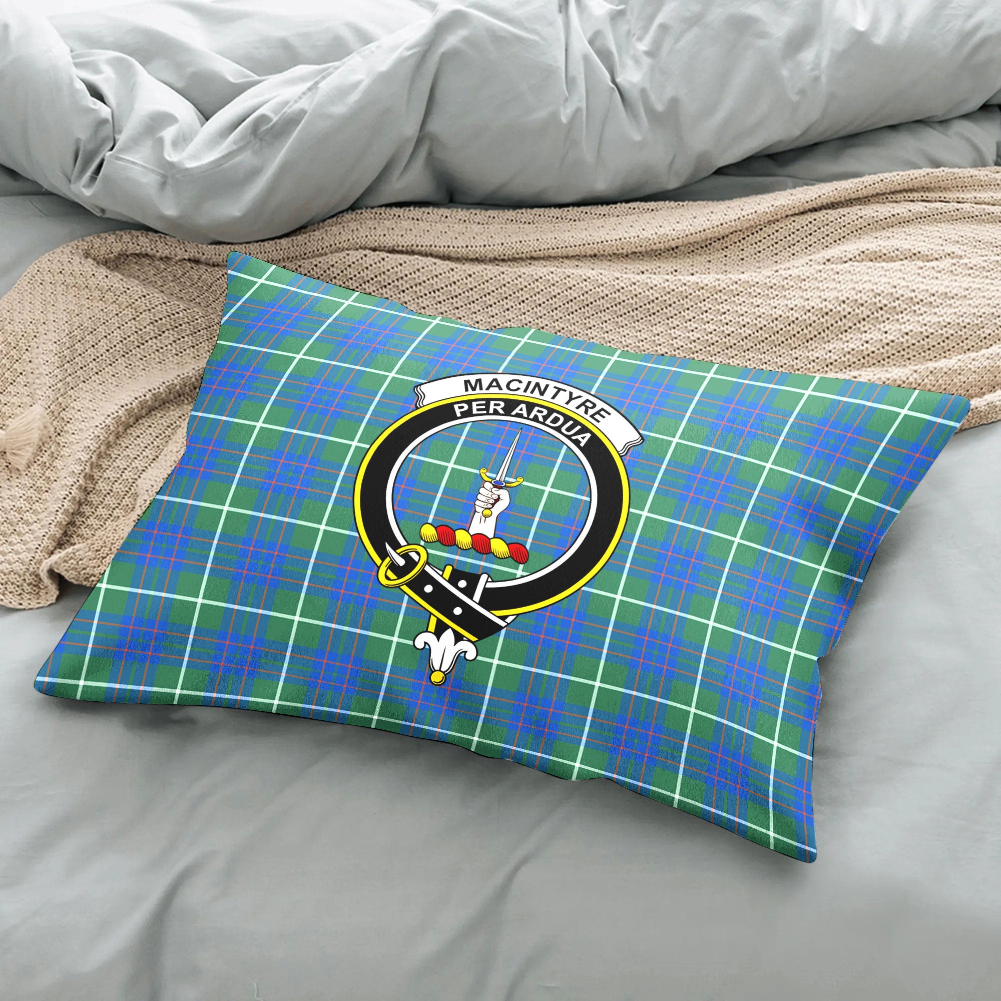MacIntyre Hunting Ancient Tartan Crest Pillow Cover