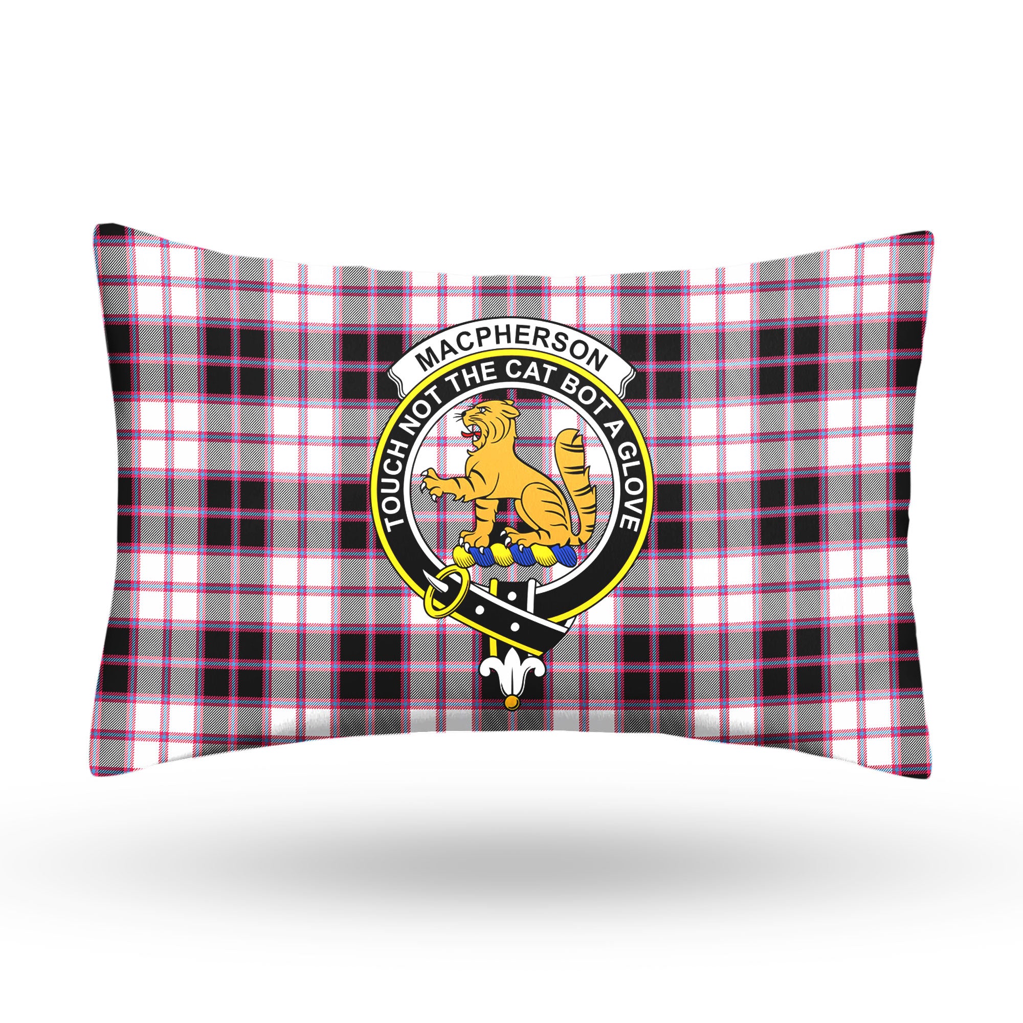 MacPherson Hunting Modern Tartan Crest Pillow Cover
