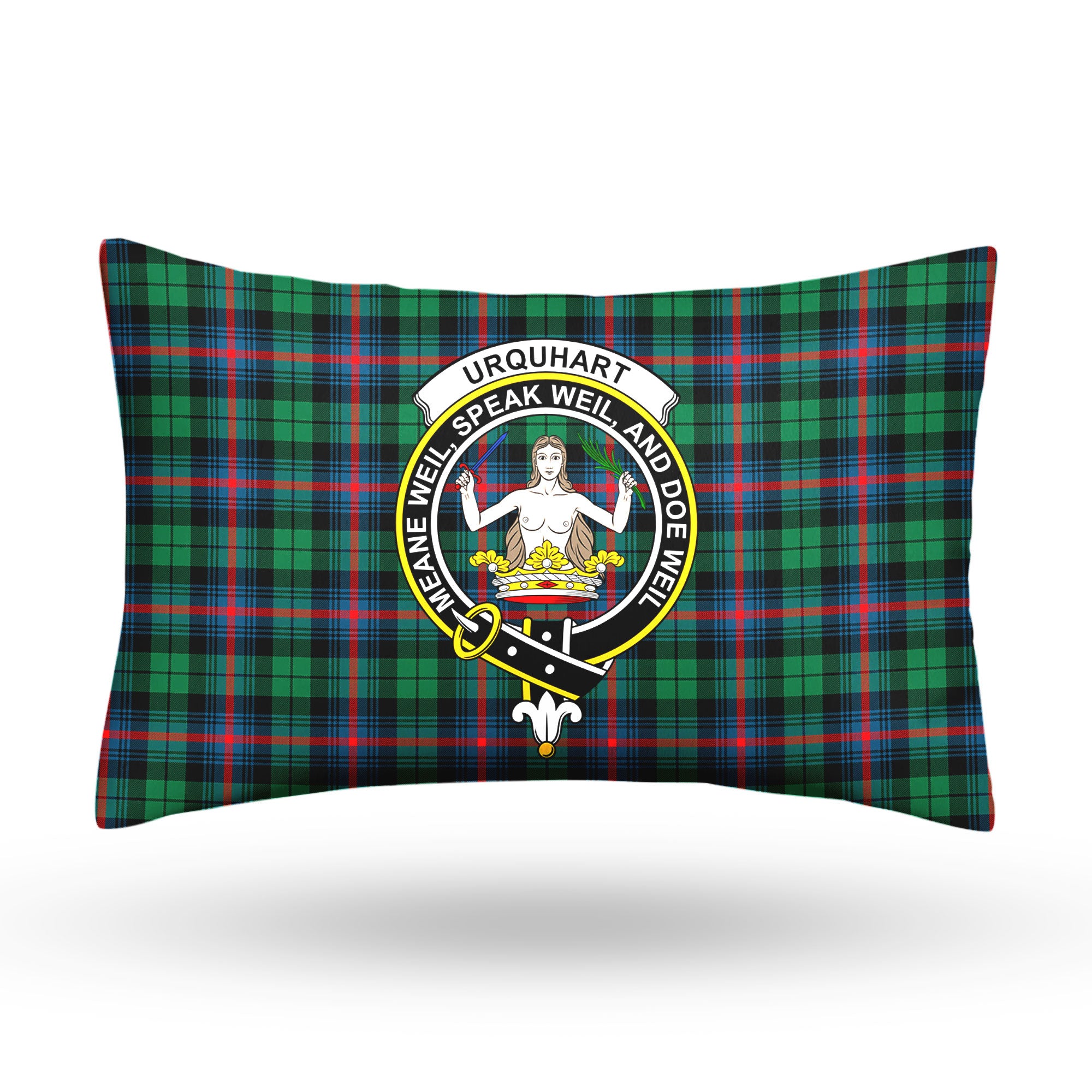 Urquhart Broad Red Ancient Tartan Crest Pillow Cover