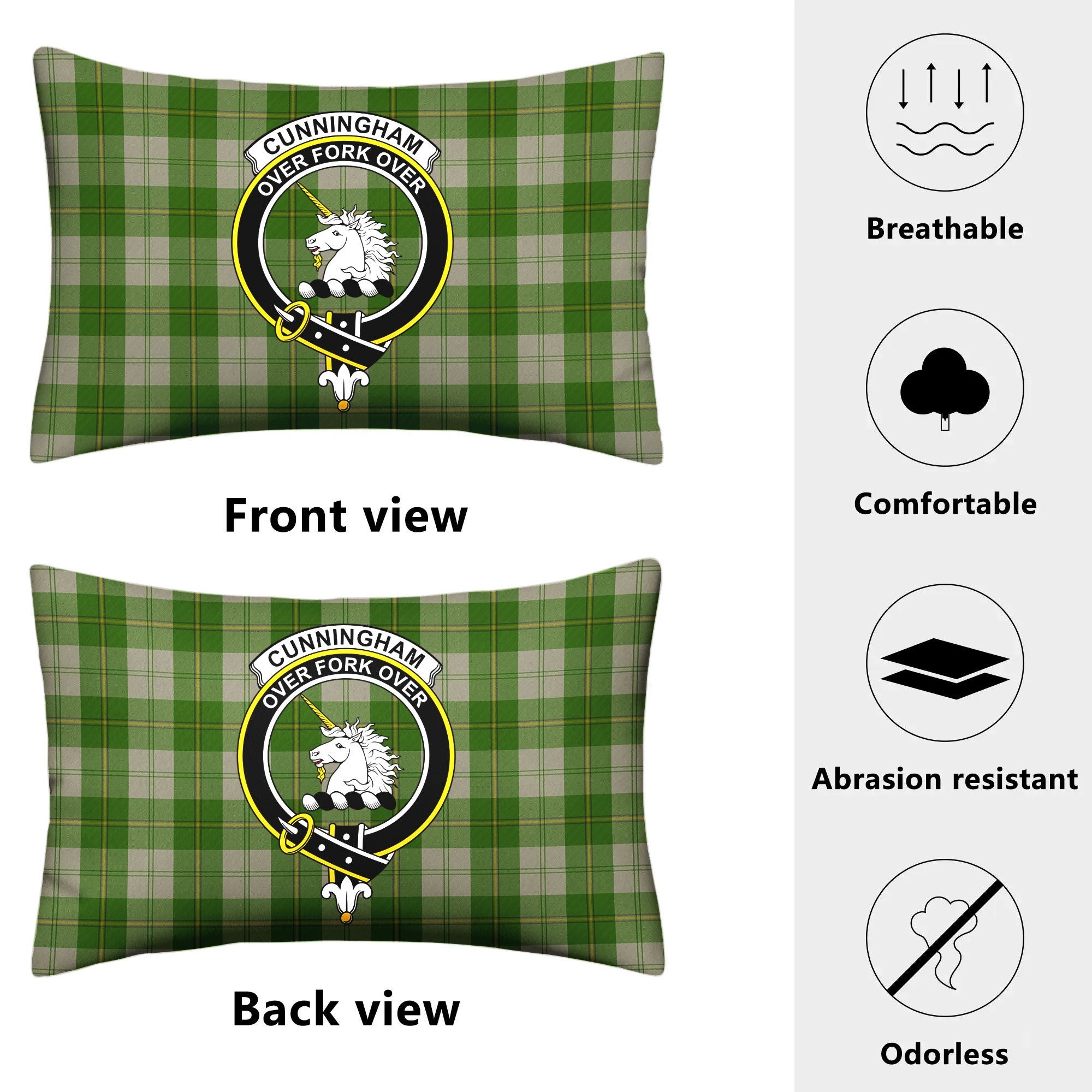 Cunningham Dress Green Dancers Tartan Crest Pillow Cover