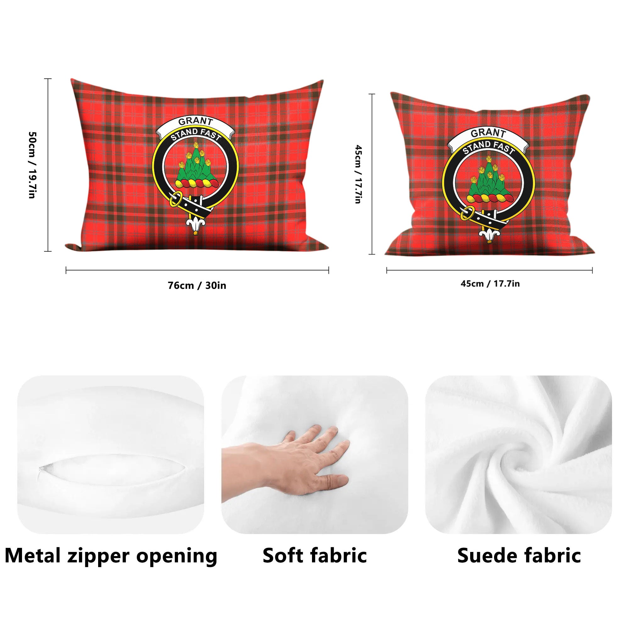 Grant Weathered Tartan Crest Pillow Cover