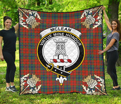 McLean of Duart Ancient Tartan Crest Premium Quilt - Gold Thistle Style