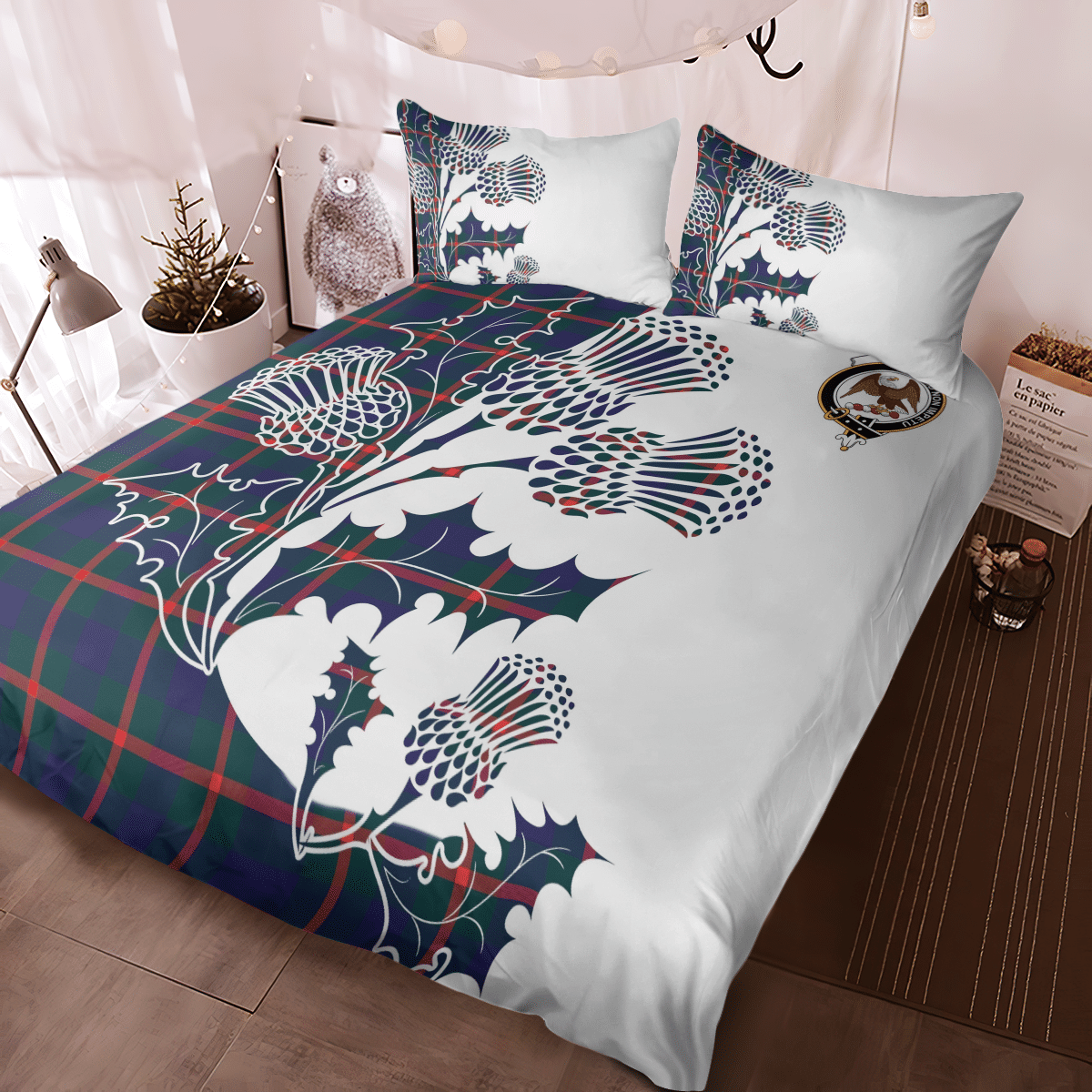 Agnew Tartan Crest Bedding Set - Thistle Style