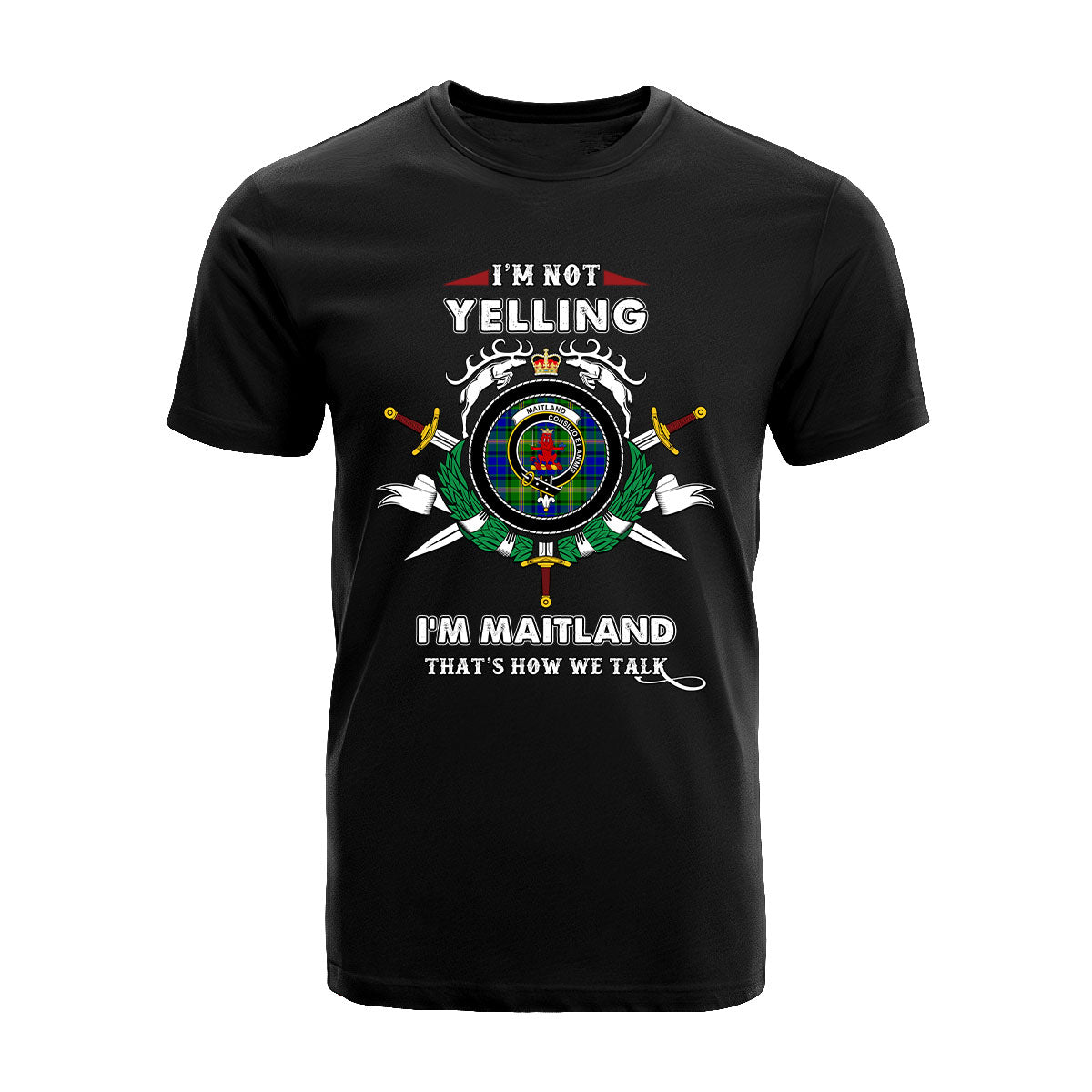 Maitland Tartan Crest T-shirt - I'm not yelling style