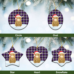 MacDonald Dress Modern Tartan Christmas Ceramic Ornament - Highland Cows Style