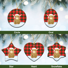 McPhee Tartan Christmas Ceramic Ornament - Highland Cows Style