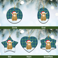 Oliphant Ancient Tartan Christmas Ceramic Ornament - Highland Cows Style