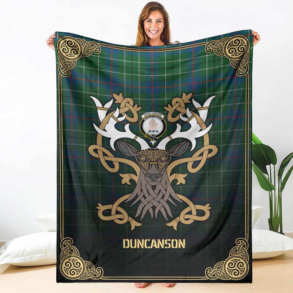 Duncanson Tartan Crest Premium Blanket - Celtic Stag style