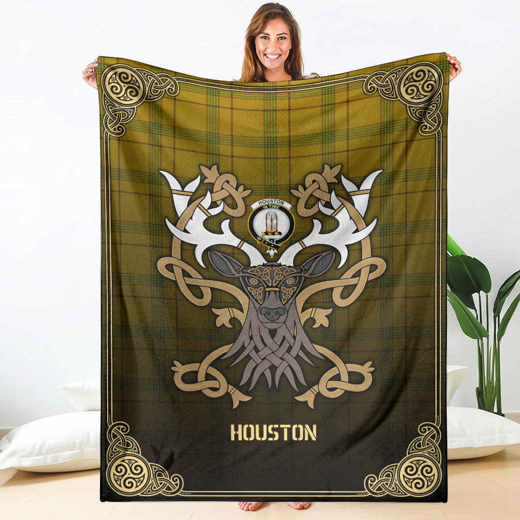 Houston Tartan Crest Premium Blanket - Celtic Stag style