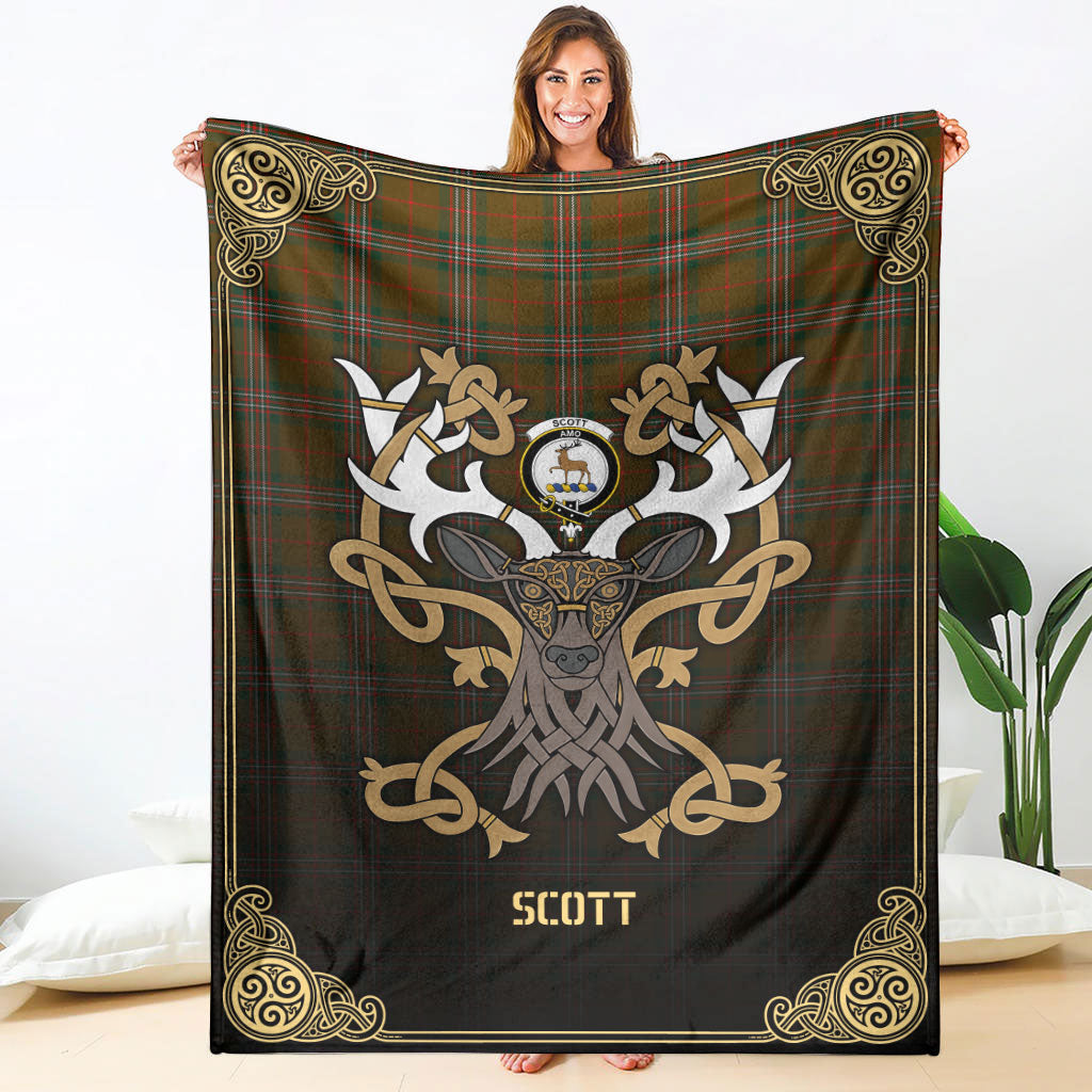 Scott Brown Modern Tartan Crest Premium Blanket - Celtic Stag style