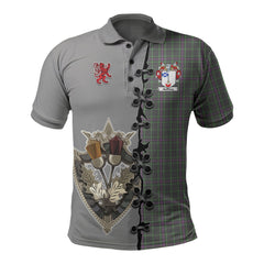 Halliday Tartan Polo Shirt - Lion Rampant And Celtic Thistle Style