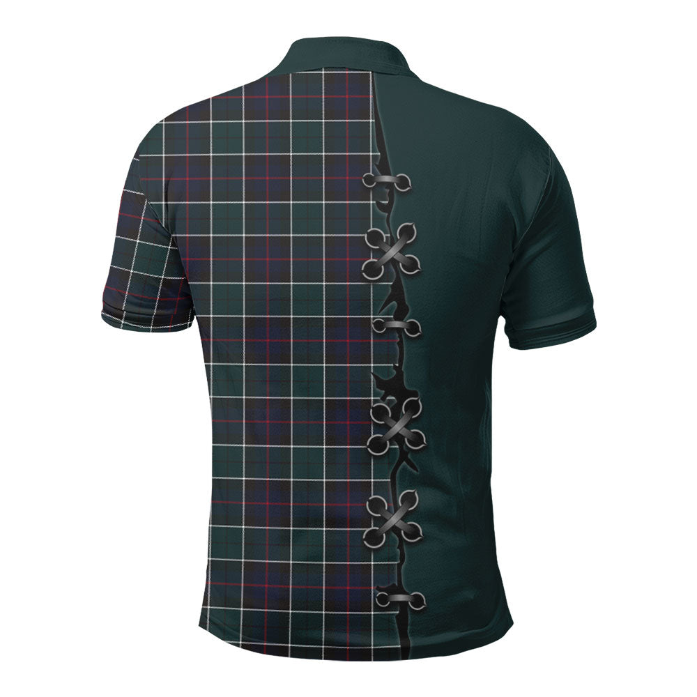Leslie Hunting Modern Tartan Polo Shirt - Lion Rampant And Celtic Thistle Style
