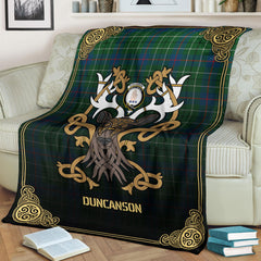 Duncanson Tartan Crest Premium Blanket - Celtic Stag style