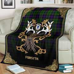 Forsyth Modern Tartan Crest Premium Blanket - Celtic Stag style