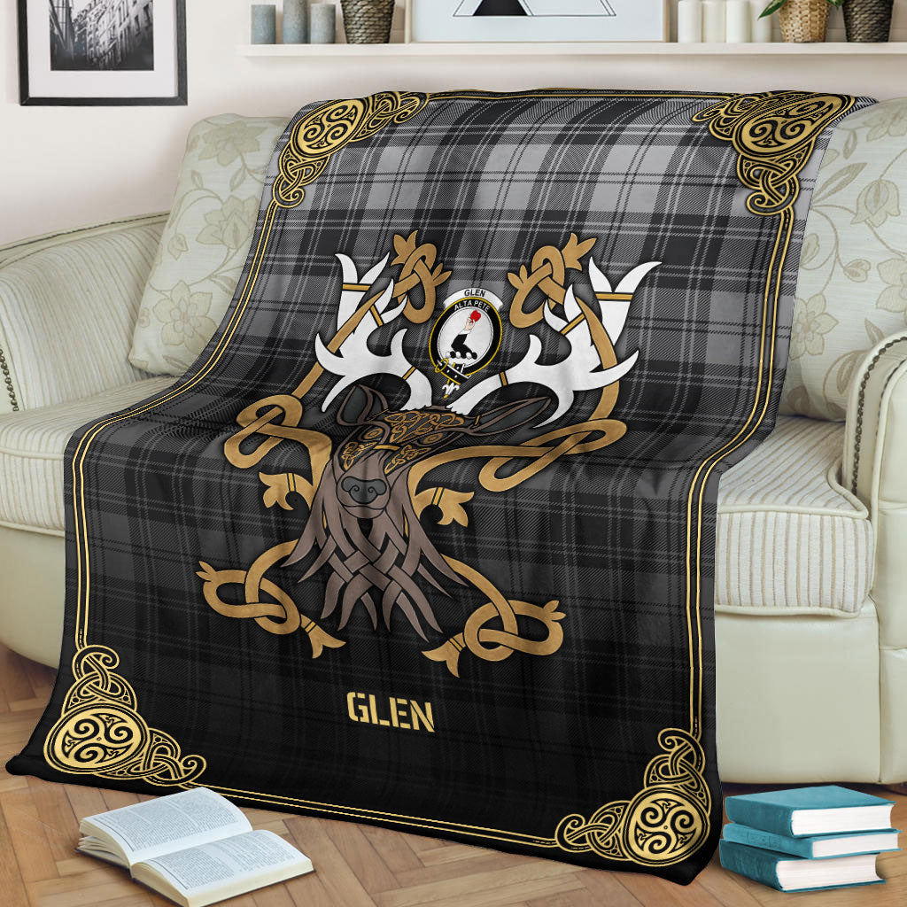 Glen Tartan Crest Premium Blanket - Celtic Stag style