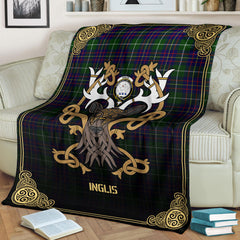 Inglis Modern Tartan Crest Premium Blanket - Celtic Stag style