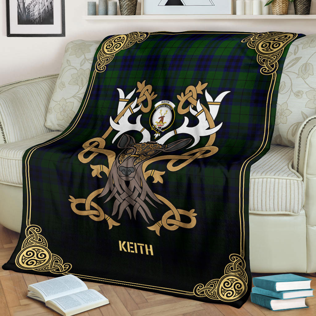 Keith Modern Tartan Crest Premium Blanket - Celtic Stag style