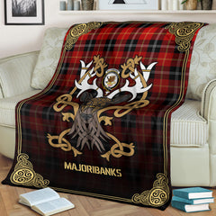 Majoribanks Tartan Crest Premium Blanket - Celtic Stag style