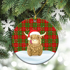 Burnett Ancient Tartan Christmas Ceramic Ornament - Highland Cows Style