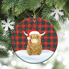Chisholm Ancient Tartan Christmas Ceramic Ornament - Highland Cows Style