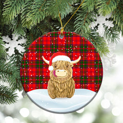 Heron Tartan Christmas Ceramic Ornament - Highland Cows Style