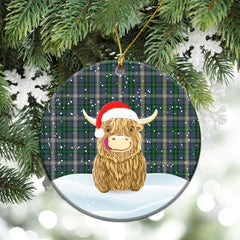 McDowell (MacDowell) Tartan Christmas Ceramic Ornament - Highland Cows Style