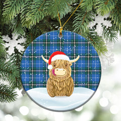 McLucas Tartan Christmas Ceramic Ornament - Highland Cows Style