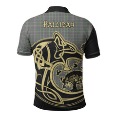 Halliday Tartan Polo Shirt Viking Wolf