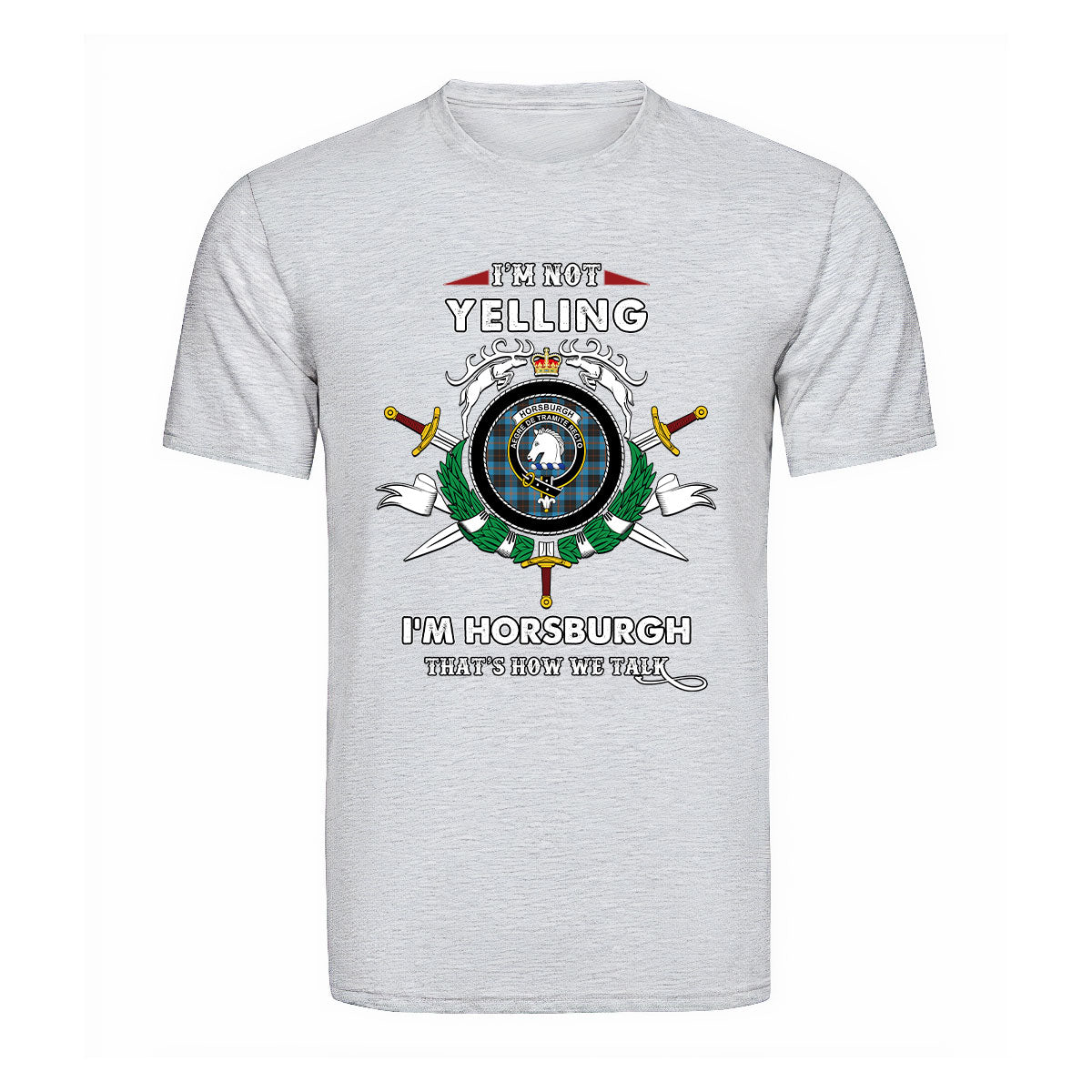Horsburgh Tartan Crest T-shirt - I'm not yelling style