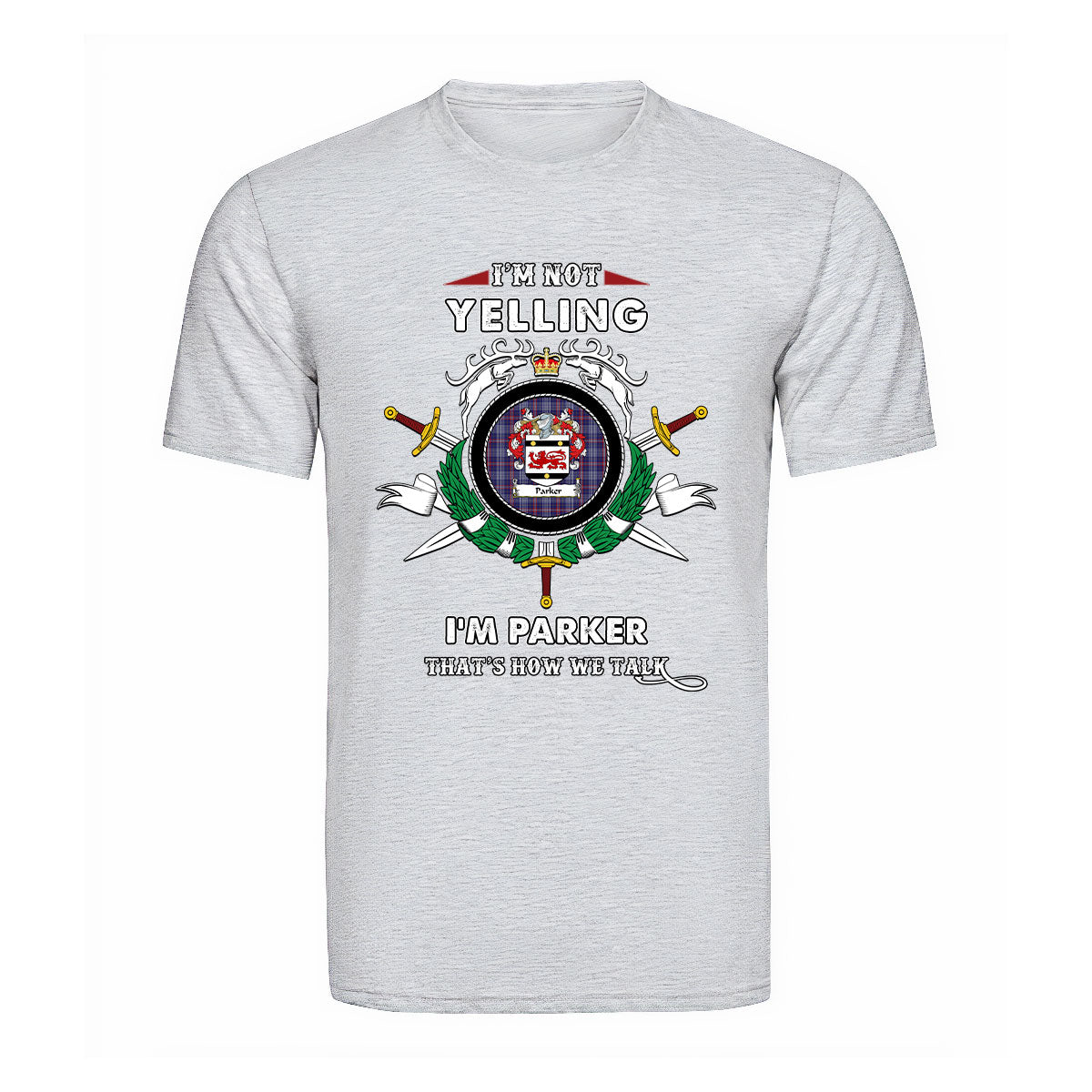 Parker Tartan Crest T-shirt - I'm not yelling style