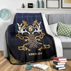 Kirkaldy Tartan Crest Premium Blanket - Celtic Stag style