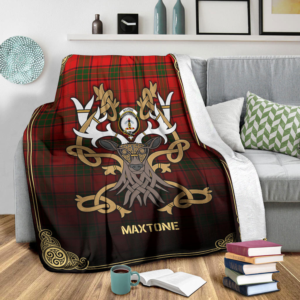 Maxtone Tartan Crest Premium Blanket - Celtic Stag style