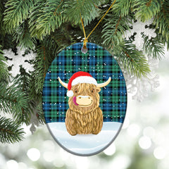 Campbell Ancient 01 Tartan Christmas Ceramic Ornament - Highland Cows Style