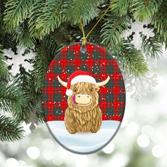 Cheyne Tartan Christmas Ceramic Ornament - Highland Cows Style