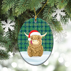 Kennedy Ancient Tartan Christmas Ceramic Ornament - Highland Cows Style