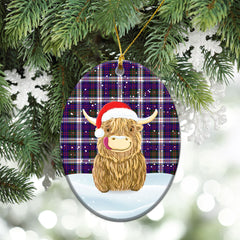 MacDonald Dress Modern Tartan Christmas Ceramic Ornament - Highland Cows Style